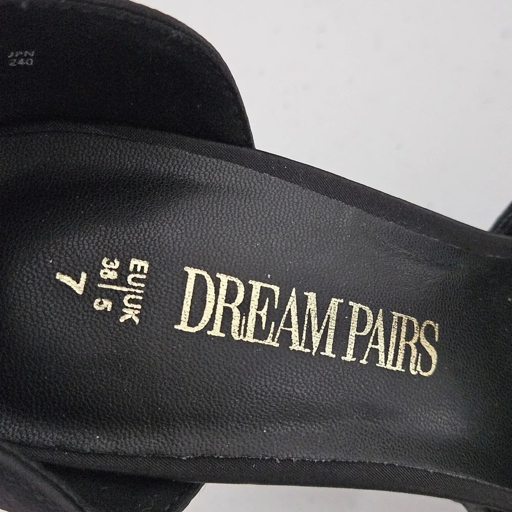 Gothic‎ Dream Pairs Platform Square Toe Block Heel Pumps Womens 7 Black Satin